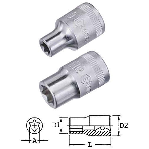 Genius Tools 252508 1/4"-os E-típusú (belső torx) dugókulcs fej, E-8 termék fő termékképe