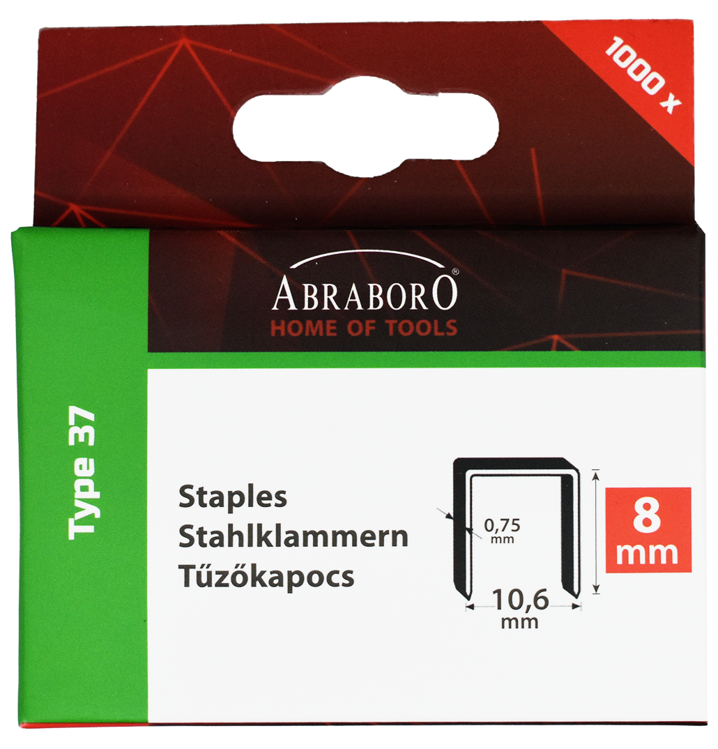 Abraboro CHILITAC H-37 típusú tűzőkapocs, 12 / 10.6 / 0.75 mm, 1000 db/csomag termék fő termékképe