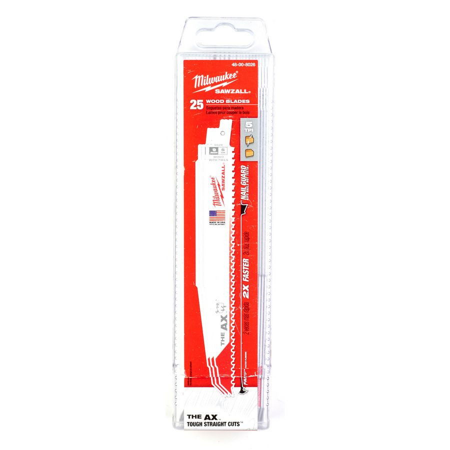 Milwaukee Heavy Duty AX szablyafűrészlap, bontó, szöges fához, Bi-Met, Co, 230 mm, 5 TPi, 25 db/csomag termék fő termékképe